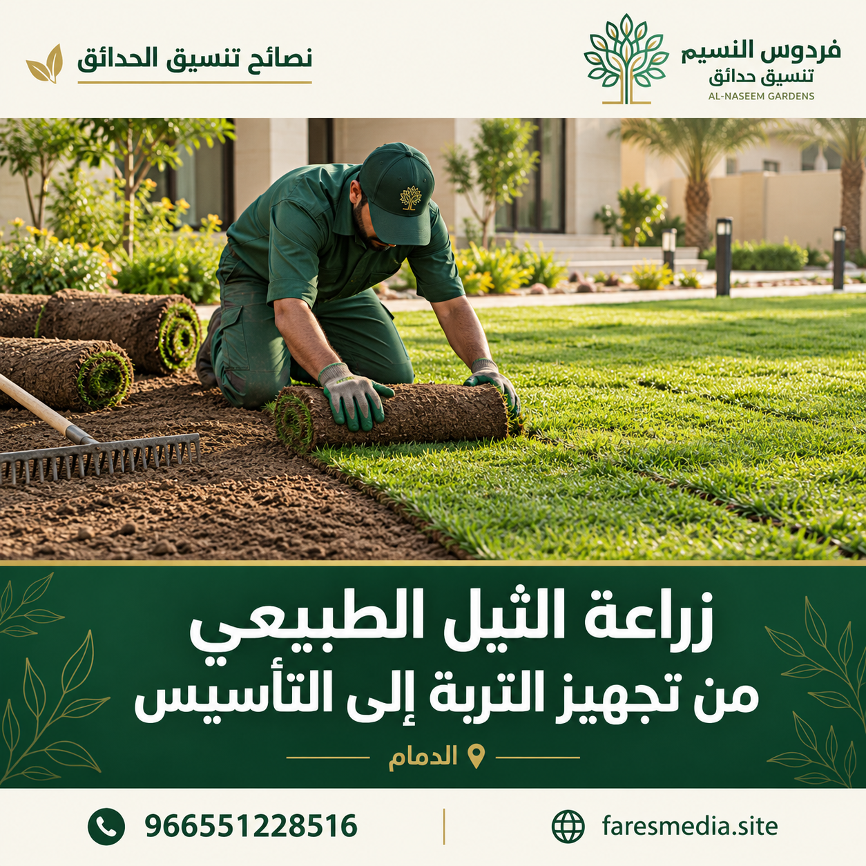 Natural Sod Installation in a Saudi Garden 3