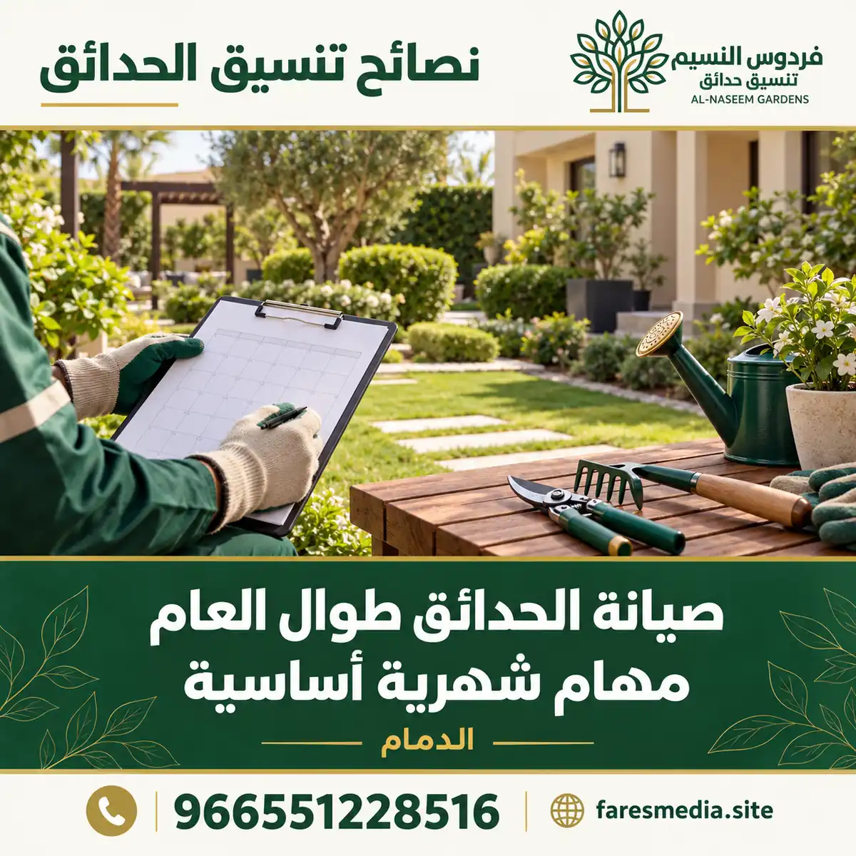جدول صيانة الحدائق في الدمام طوال العام: مهام شهرية أساسية